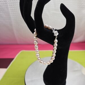 Freshwater Pink Pearl Sterling Silver Braclet